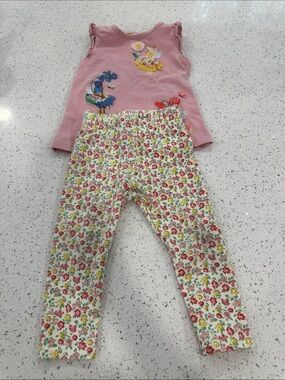 Mini Boden Pink Top with Subtle Yellow Trim